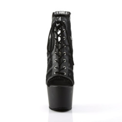 Pleaser ADORE-796LC Black Mesh Lace Heeled Ankle Boots