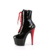 Pleaser ADORE-1020 Black Patent Black-Red Ankle Boots