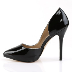 Pleaser AMUSE-22 Black Patent D'Orsay Stiletto Pumps