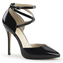 Pleaser AMUSE-25 Black Patent D'Orsay Stiletto Pumps