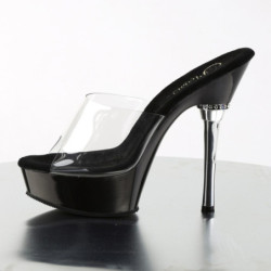 Pleaser ALLURE-601 Transparent Black High Heeled Mules
