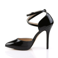 Pleaser AMUSE-25 Black Patent D'Orsay Stiletto Pumps
