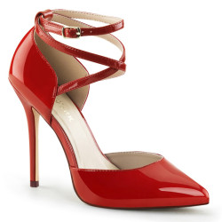 Pleaser AMUSE-25 Red Patent D'Orsay Stiletto Pumps