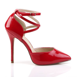 Pleaser AMUSE-25 Red Patent D'Orsay Stiletto Pumps