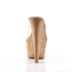 Pleaser BEAU-601 Cork Platform Heeled Wedge Mules Women