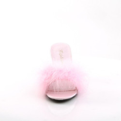 Fabulicious AMOUR-03 Rose Feathers Low Heeled Mules