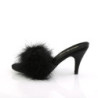 Fabulicious AMOUR-03 Black Feathers Low Heeled Mules
