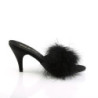 Fabulicious AMOUR-03 Black Feathers Low Heeled Mules