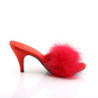 Fabulicious AMOUR-03 Red Feathers Low Heeled Mules Women