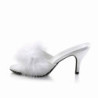 Fabulicious AMOUR-03 White Feathers Low Heeled Mules