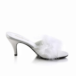 Fabulicious AMOUR-03 White Feathers Low Heeled Mules