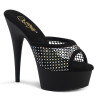 Pleaser DELIGHT-601-6RM Black Vegan Suede Strass Mesh