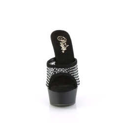 Pleaser DELIGHT-601-6RM Black Vegan Suede Strass Mesh
