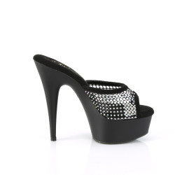 Pleaser DELIGHT-601-6RM Black Vegan Suede Strass Mesh