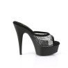 Pleaser DELIGHT-601-6RM Black Vegan Suede Strass Mesh