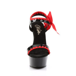 Pleaser DELIGHT-615 Black-Red Platform High Heel Sandal