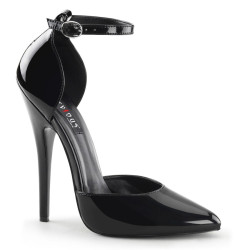 Devious DOMINA-402 Black Ankle Strap D'Orsay Pumps