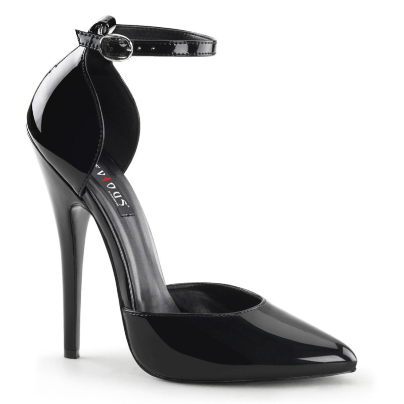Devious DOMINA-402 Black Ankle Strap D'Orsay Pumps Devious DOMINA-402 Black Ankle Strap D'Orsay Pumps