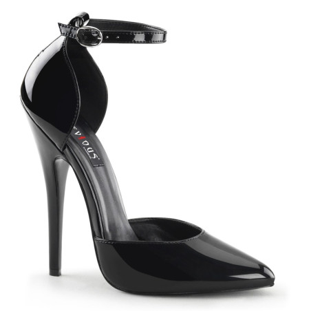 Devious DOMINA-402 Black Ankle Strap D'Orsay Pumps