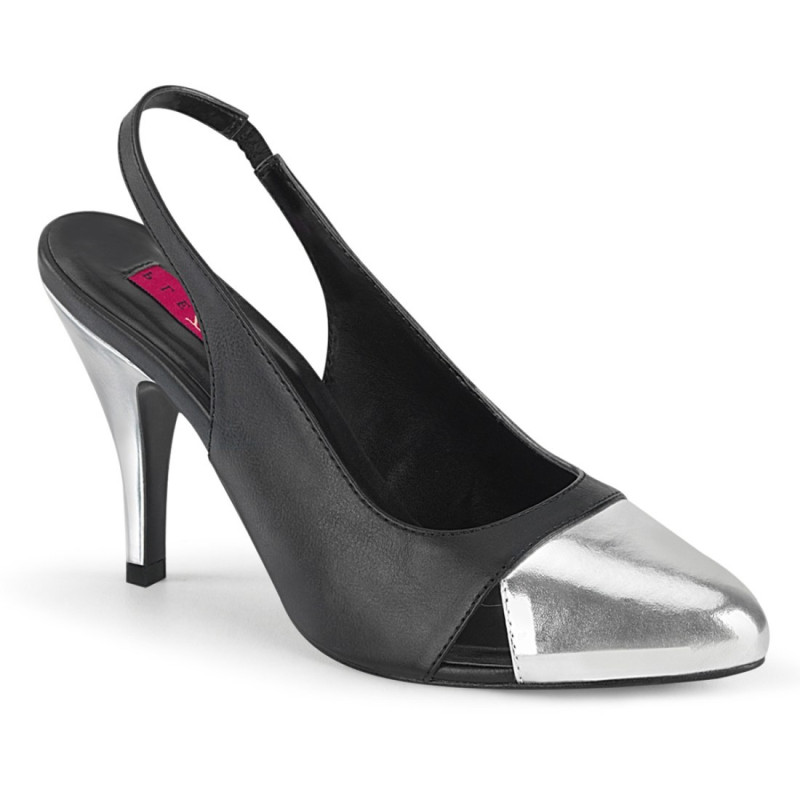 Pleaser Pink Label DREAM-405 Black Vegan Leather Silver Pleaser Pink Label DREAM-405 Black Vegan Leather Silver