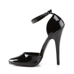 Devious DOMINA-402 Black Ankle Strap D'Orsay Pumps