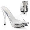 Fabulicious ELEGANT-401 Transparent Silver High Mules