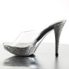 Fabulicious ELEGANT-401 Transparent Silver High Mules