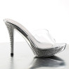 Fabulicious ELEGANT-401 Transparent Silver High Mules
