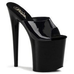 Pleaser FLAMINGO-801 Black Patent High Heeled Mules