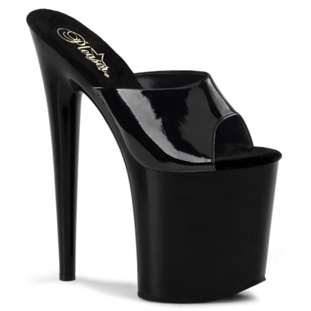 Pleaser FLAMINGO-801 Black Patent High Heeled Mules