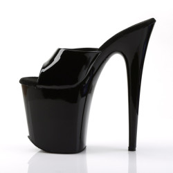 Pleaser FLAMINGO-801 Black Patent High Heeled Mules