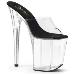 Pleaser FLAMINGO-801 Transparent Black Mules Women
