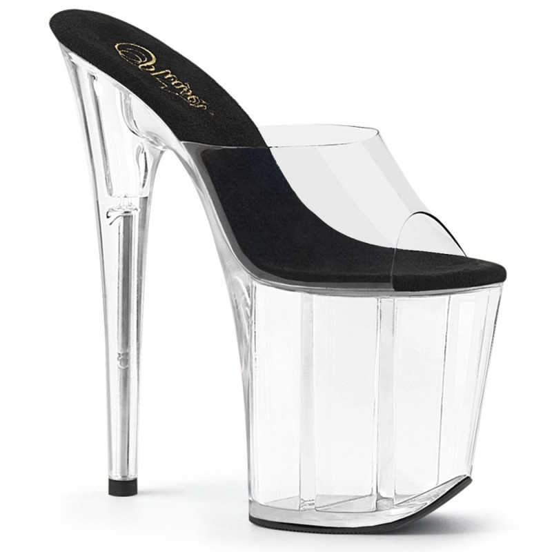 Pleaser FLAMINGO-801 Transparent Black Mules Women