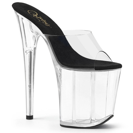 Pleaser FLAMINGO-801 Transparent Black Mules Women