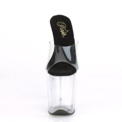 Pleaser FLAMINGO-801 Transparent Black Mules Women