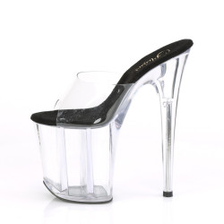 Pleaser FLAMINGO-801 Transparent Black Mules Women