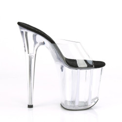 Pleaser FLAMINGO-801 Transparent Black Mules Women