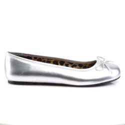 Pleaser Pink Label ANNA-01 Silver Metallic Ballerinas Men