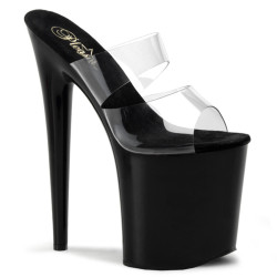 Pleaser FLAMINGO-802 Transparent Black Mules Women