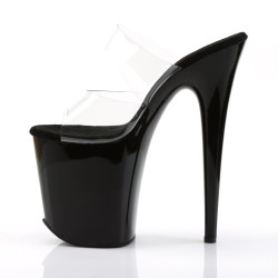 Pleaser FLAMINGO-802 Transparent Black Mules Women