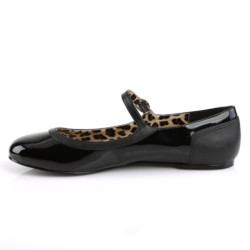 Pleaser Pink Label ANNA-02 Black Patent Ballerinas Men