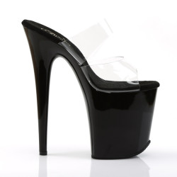 Pleaser FLAMINGO-802 Transparent Black Mules Women