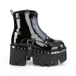 Demonia ASHES-100 Black Patent Platform Women Boots