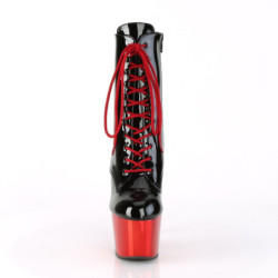 Pleaser ADORE-1020 Black Patent Red Chrome Ankle Boots