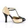 Pin Up Couture SMITTEN-10 Cream Black Patent Sale Women