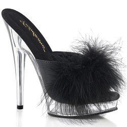 Fabulicious SULTRY-601F Black Vegan Feathers Transparen