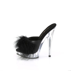 Fabulicious SULTRY-601F Black Vegan Feathers Transparen