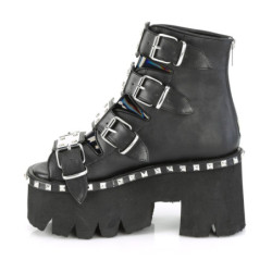 Demonia ASHES-70 Black Vegan Platform Women Boots