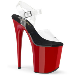 Pleaser FLAMINGO-808 Black-Red Platform Pole Dance Shoes