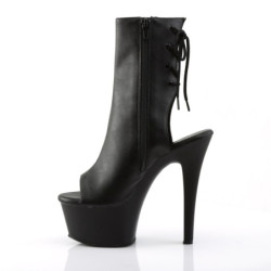 Pleaser ASPIRE-1018 Black Vegan Leather Ankle Boots